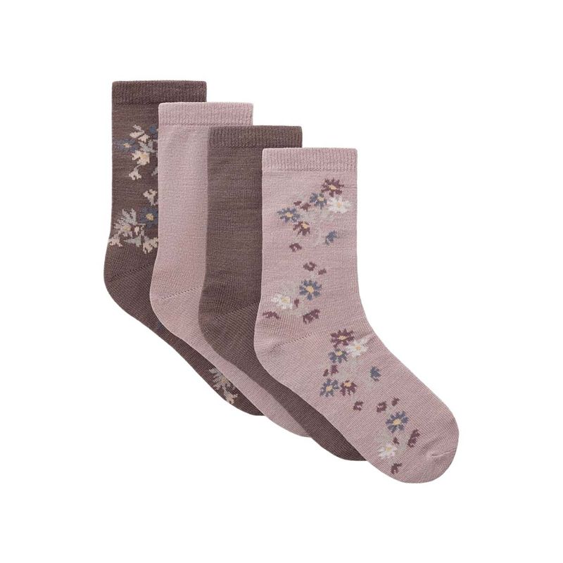 Name It Nkfwak 4-pack sokker i ull/bomull til barn, Sparrow