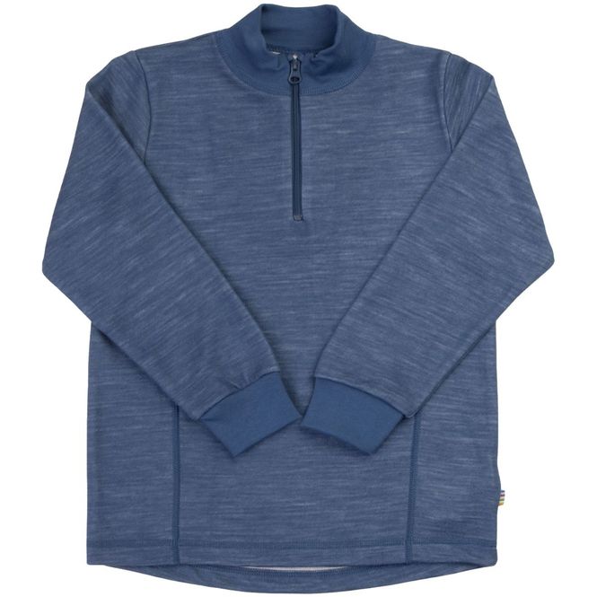 Hovedbilde Joha half-zip genser i ull/bambus til barn, Drk. ...