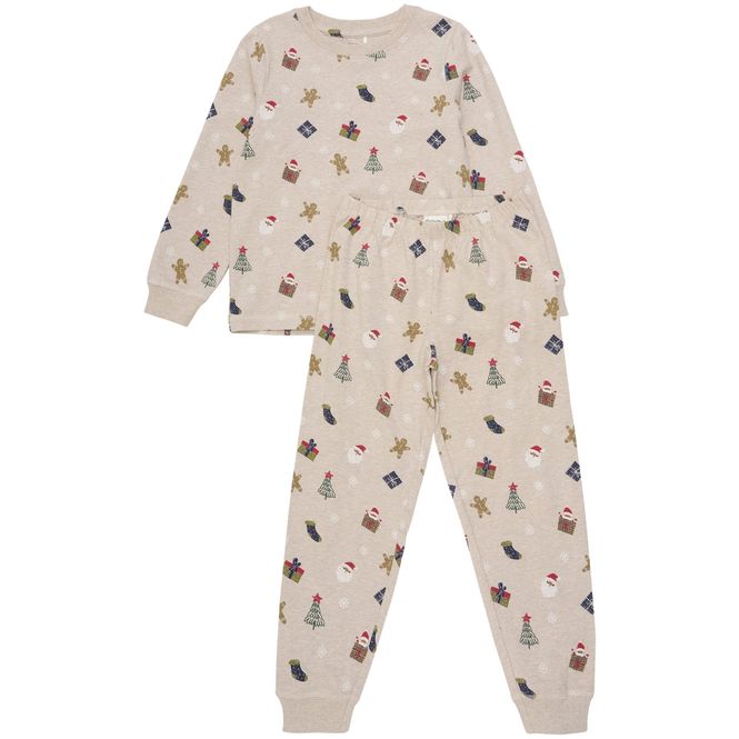Hovedbilde Minymo julepyjamas til barn, Beige Melange