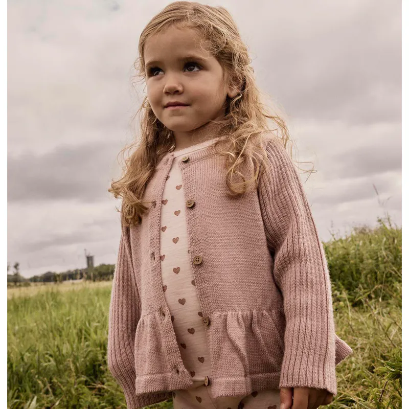 Lil' Atelier Nmfnomo cardigan i ull til småbarn, Fawn