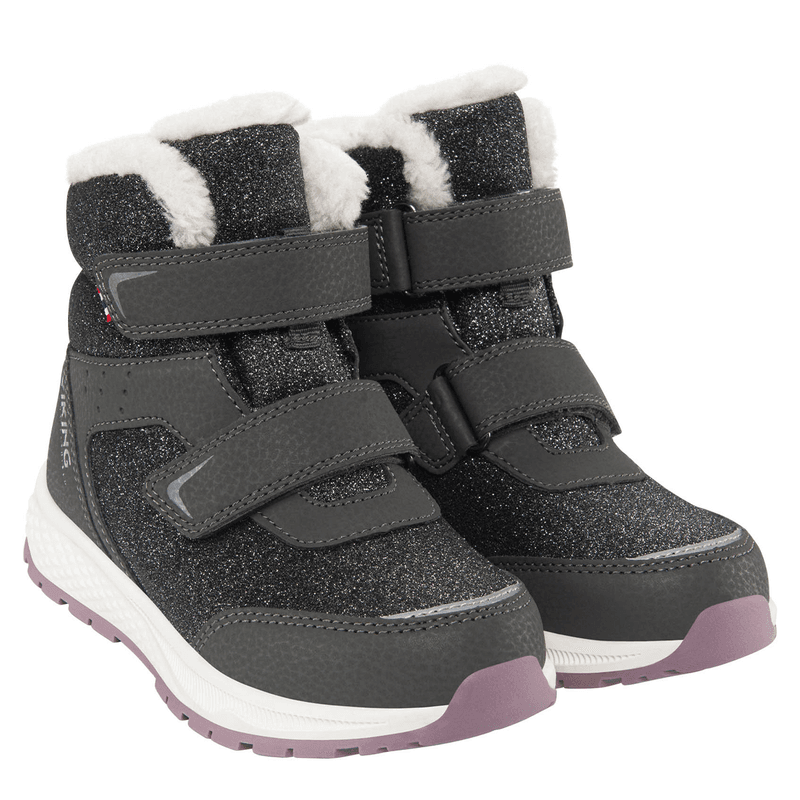 Viking Equip Glitter WP Warm 2V vintersko, Charcoal/Dusty P.