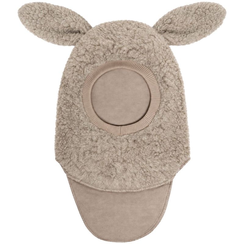 HUTTEliHUT Teddy balaclava i ull m/kaninører, Camel Melange
