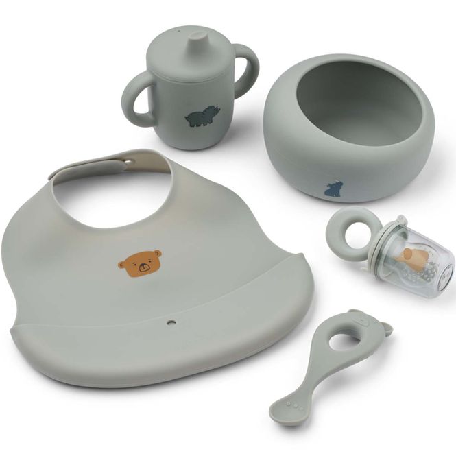 Hovedbilde Liewood Mileah spisesett til baby, Dove blue