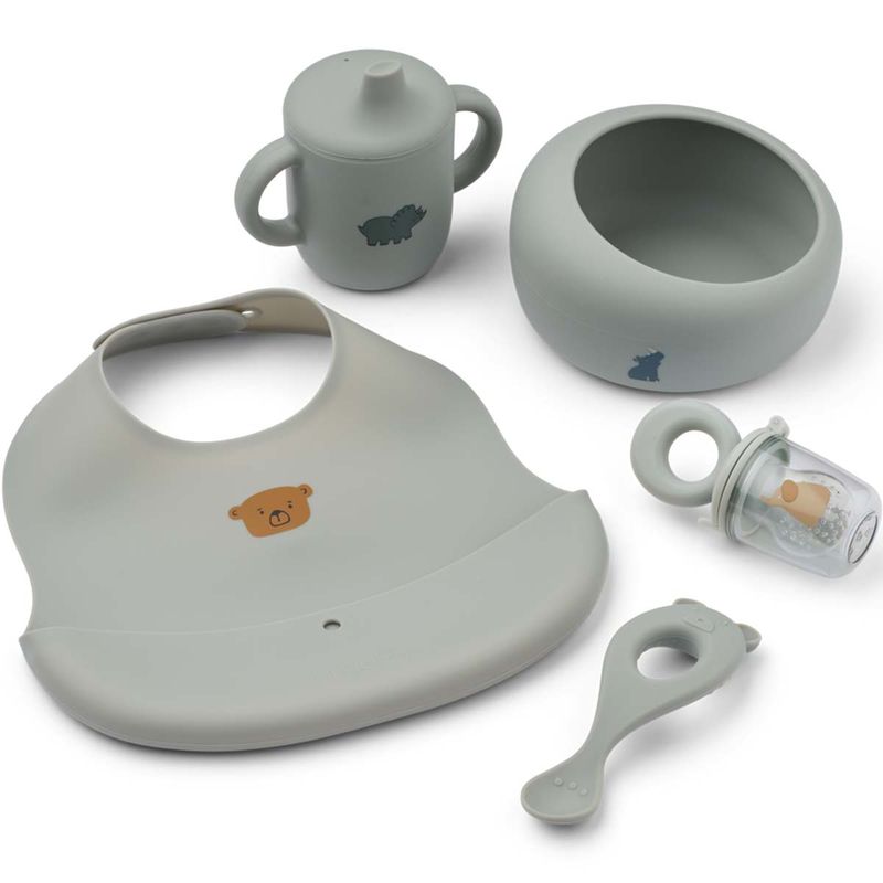 Liewood Mileah spisesett til baby, Dove blue