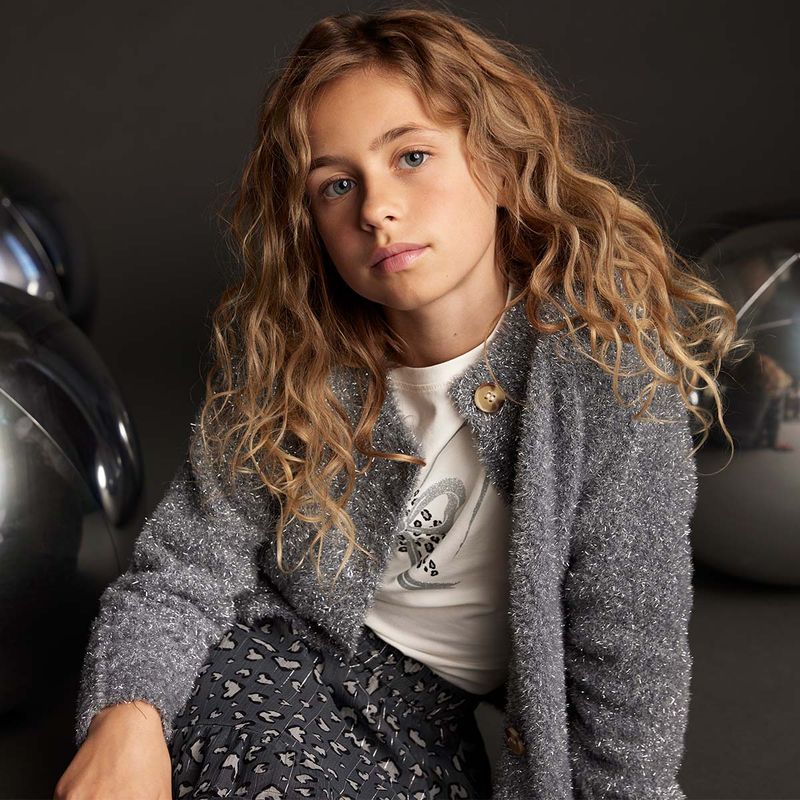 Creamie strikket cardigan til barn, Iron Gate