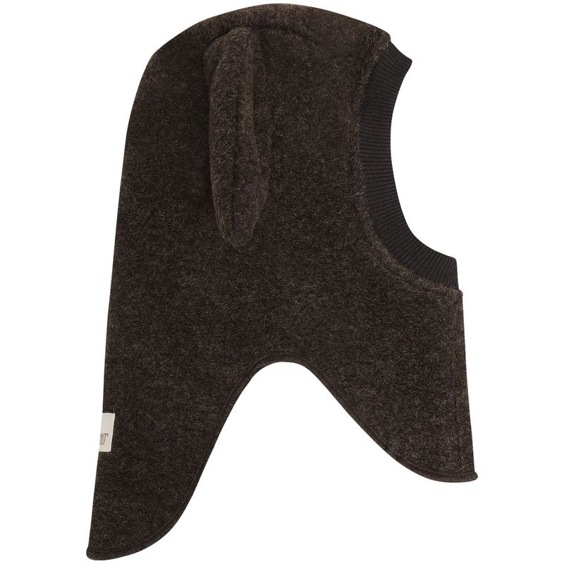 HUTTEliHUT balaclava i ull m/kaninører, Dark Brown Melange