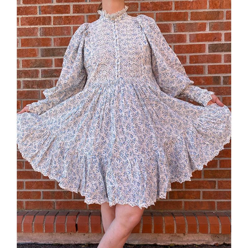 ByTimo Cotton Slub Shift kjole dame, bluebell