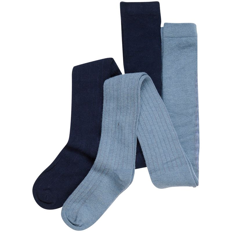 Minymo 2-pack strømpebukse i ull/viskose, Dark Navy