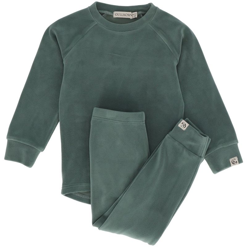 Gullkorn Jona fleece-sett til barn, Dus Grønn