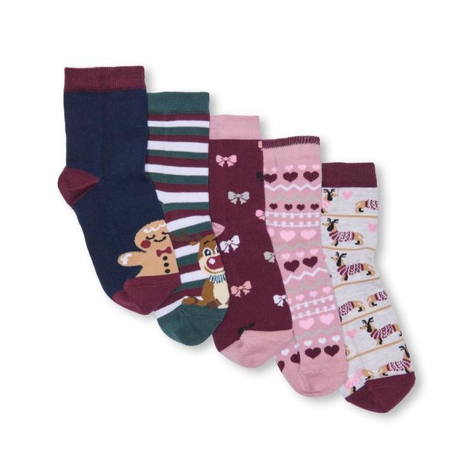 Hovedbilde Kids Only Kogchristmas 5-pack sokker, Cabernet