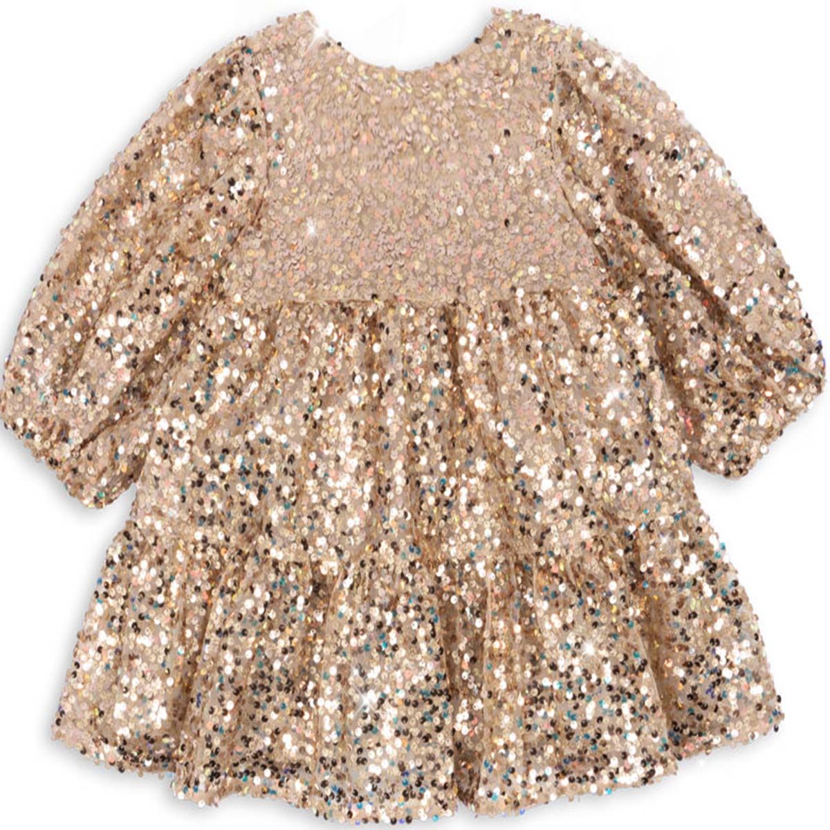 Konges Sløjd Lila Sequin Bow kjole barn, Gold Glitter