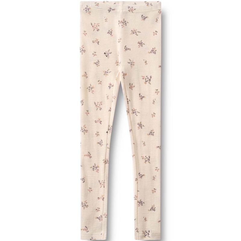Wheat Agi leggings i ull til barn, Eggshell Flowers