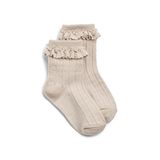 Hovedbilde Wheat Nora Lace sokker i ull til barn, Offwhite