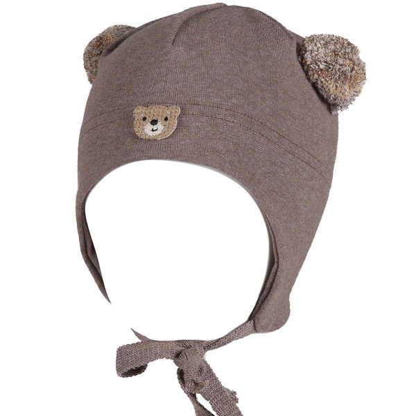 Hovedbilde Kivat vårlue til barn med bamse, Brunmelert