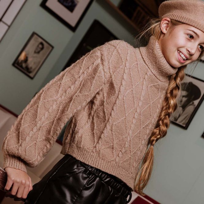 Hovedbilde No Way Monday strikket genser til barn, Taupe