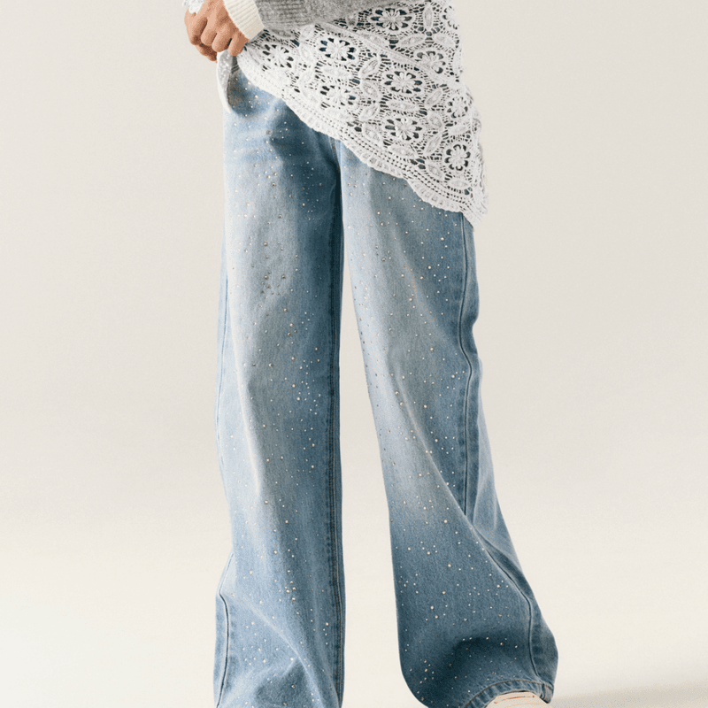 Name It Nkfbella wide jeans til barn, Light Blue Denim