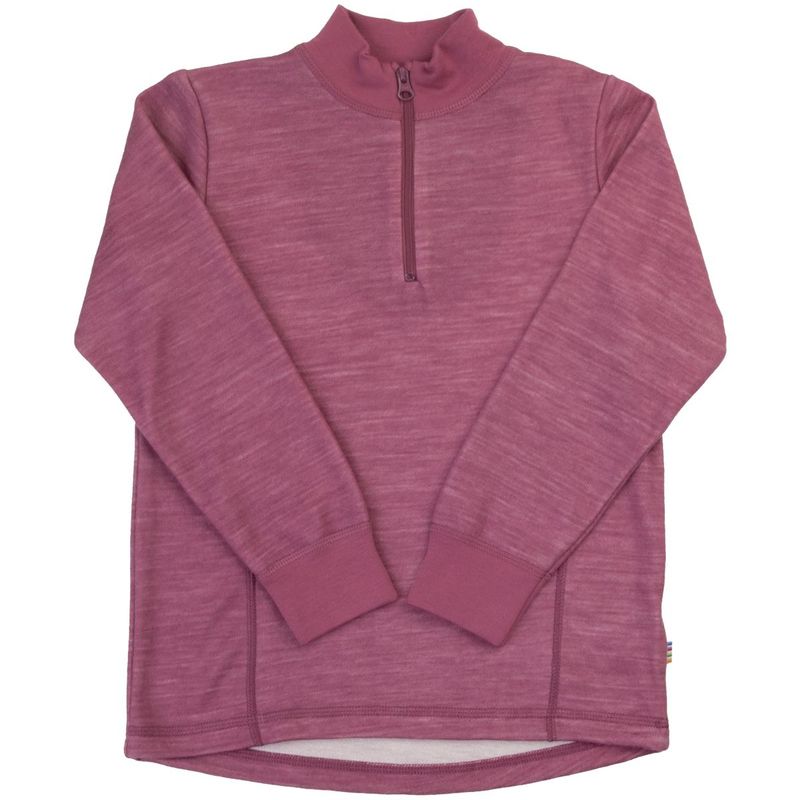 Joha half-zip genser i ull/bambus til barn, Bordeaux