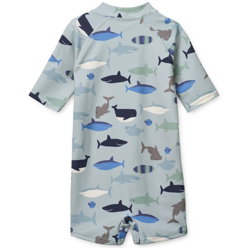 Liewood Max UV drakt til baby, Shark/Dove blue