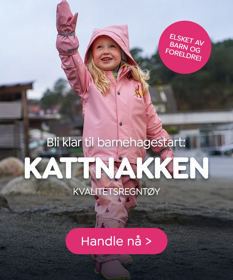 Kattnakken regntøy til barn – slitesterkt kvalitetsregntøy til barnehagestart, barnehage og lek i all slags vær.