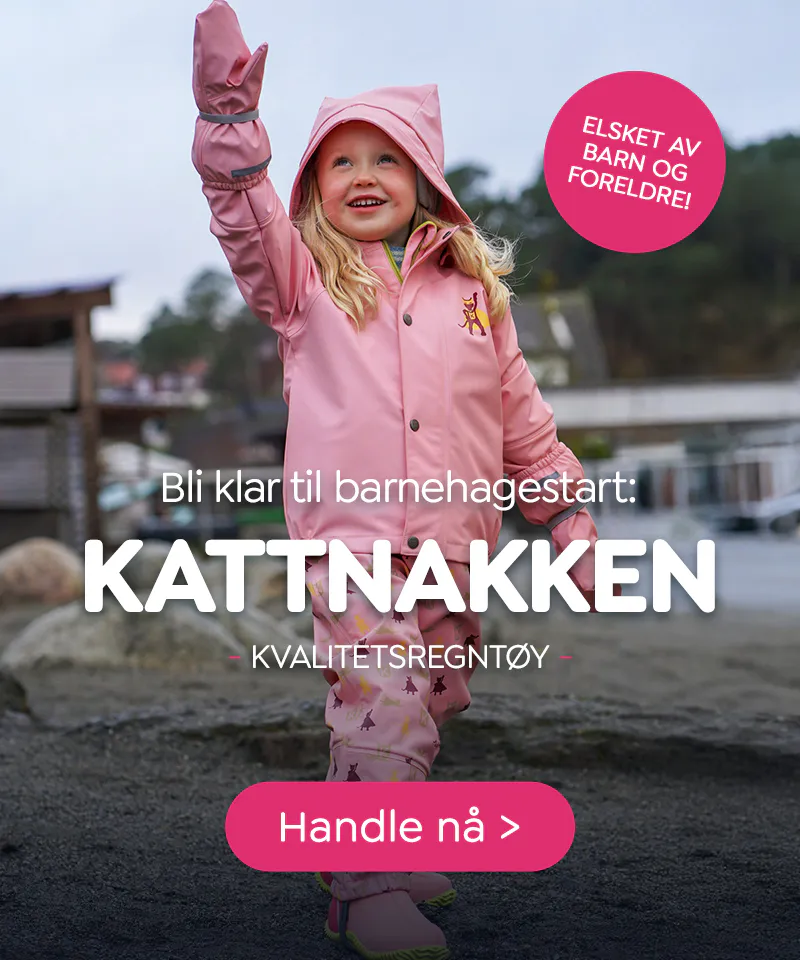 Kattnakken regntøy til barn – slitesterkt kvalitetsregntøy til barnehagestart, barnehage og lek i all slags vær.