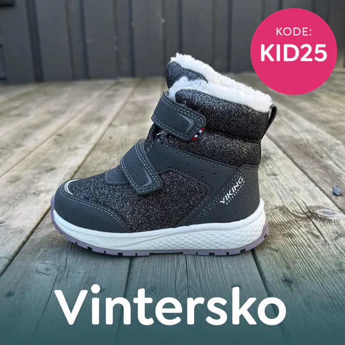 Vintersko til barn - få -25% på neste kjøp når du handler minimum 2 produkter til en samlet verdi over 299kr