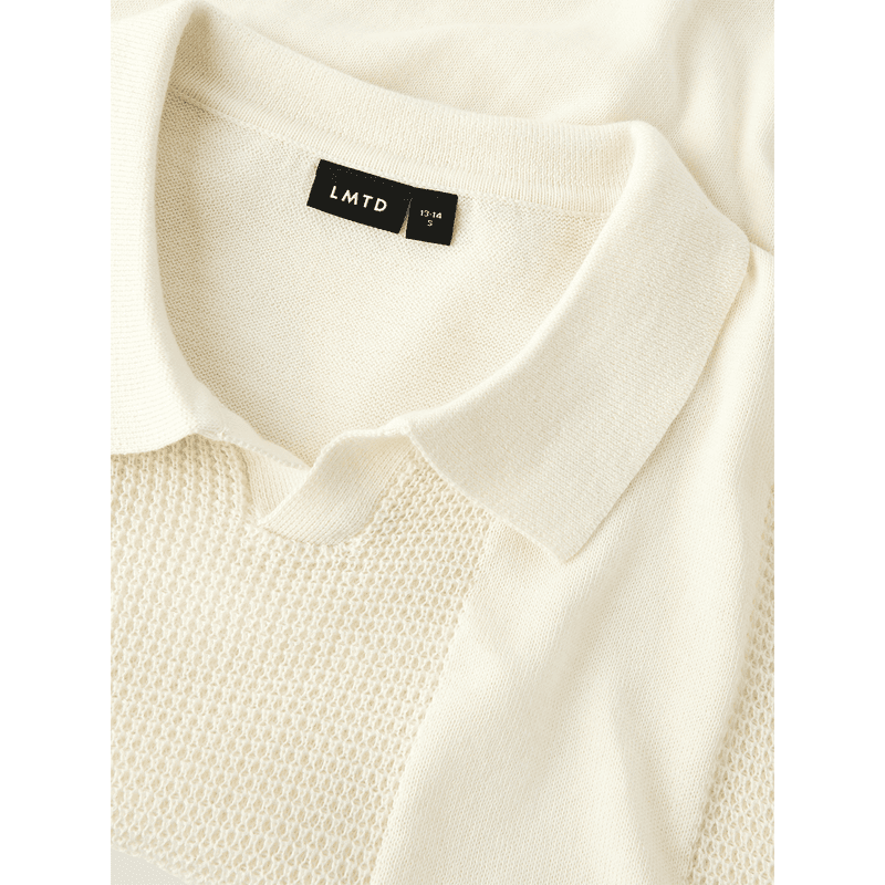 LMTD Nlmhavo kortermet poloskjorte, Antique White