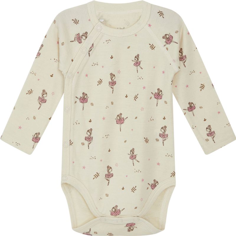 Hust & Claire ull/bambus omslagsbody ballerina, Ecru