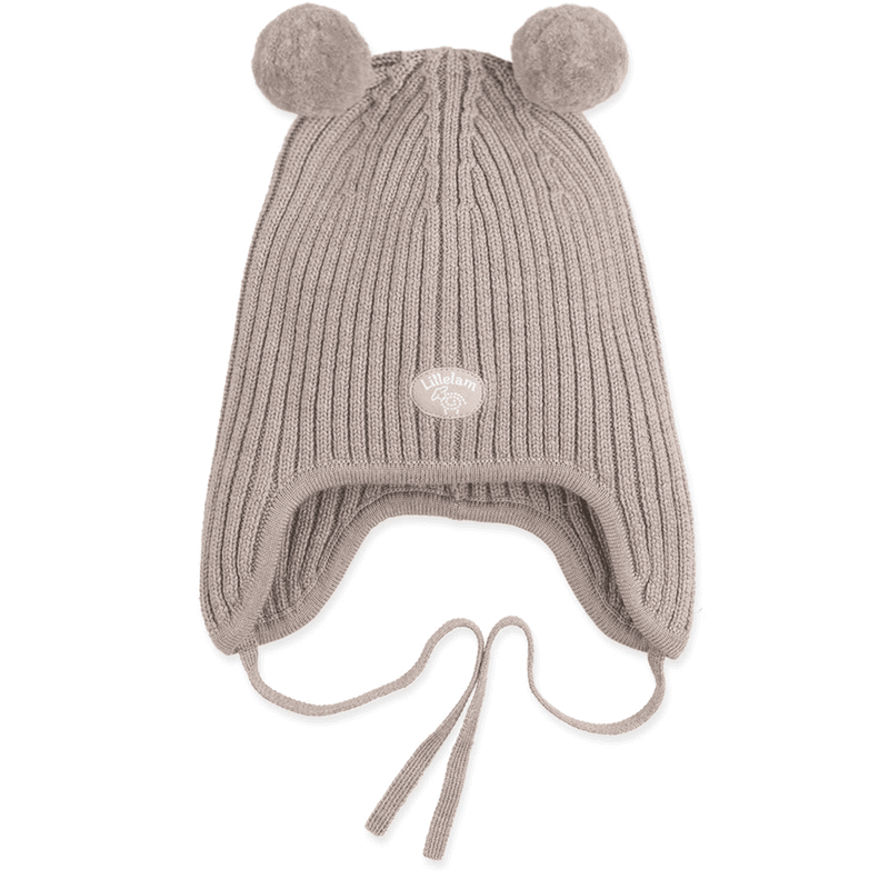 Lillelam ribb lue i merinoull, Lys beige