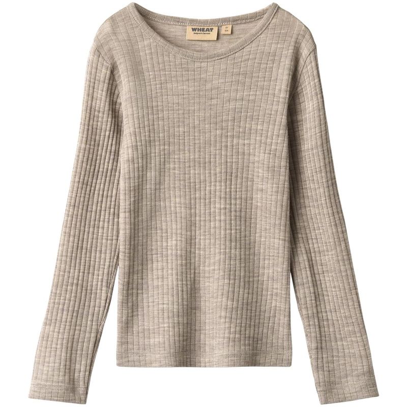 Wheat Alfie genser i ull/silke til barn, Khaki Melange